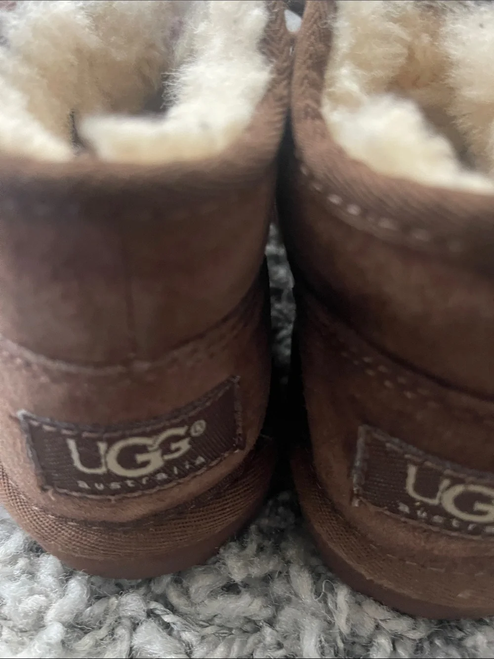 UGG Kids Brown Suede Shearling Lace-Up Boots
